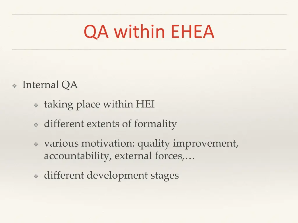 qa within ehea