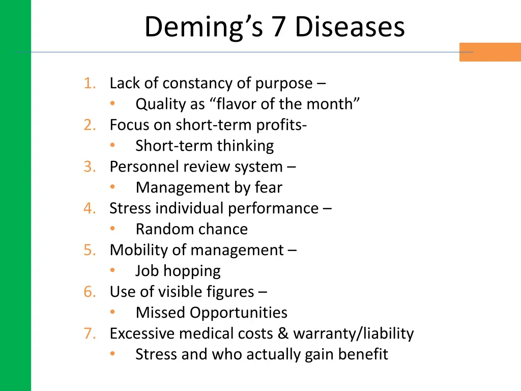 deming s 7 diseases