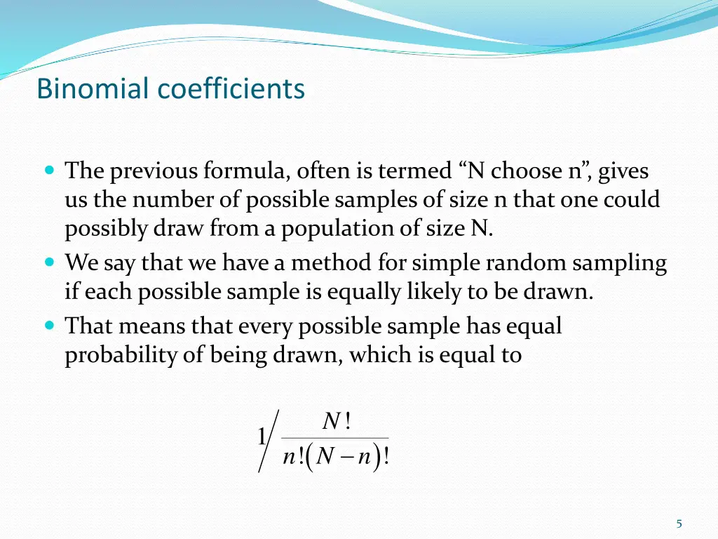 binomial coefficients