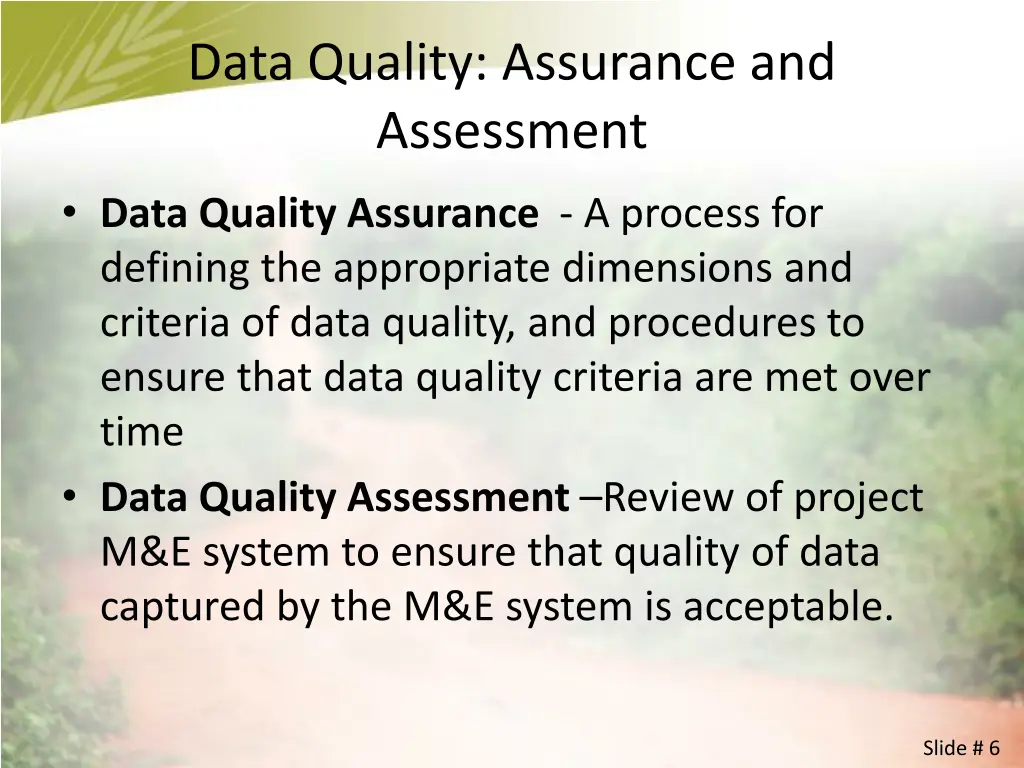 data quality assurance and assessment