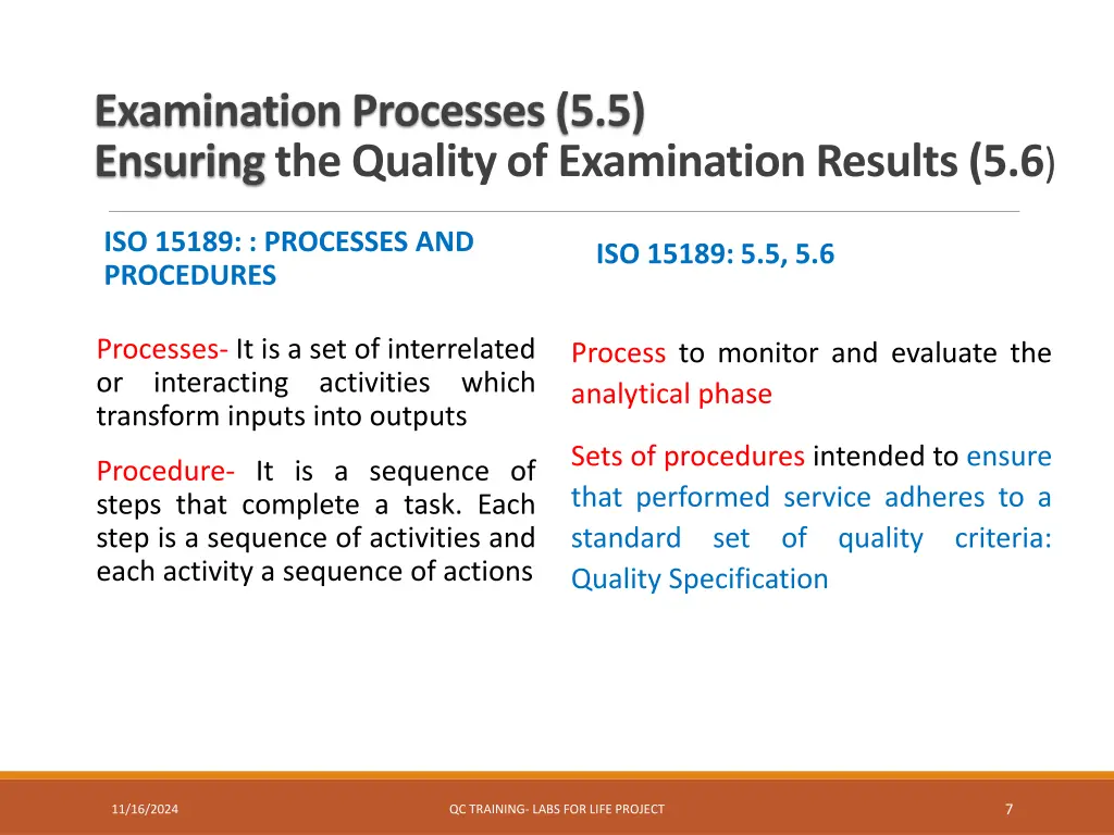 examination processes 5 5 ensuring the quality