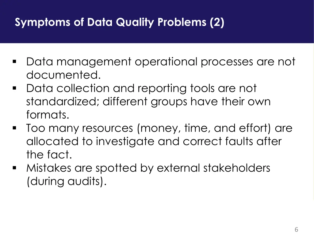 symptoms of data quality problems 2