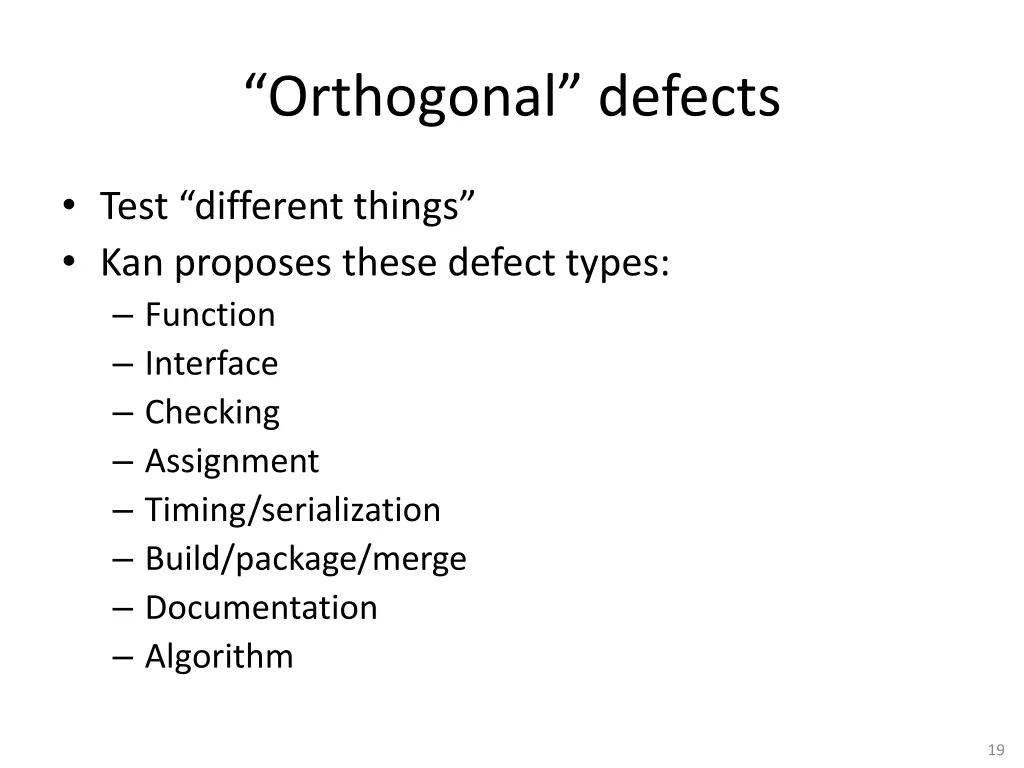 orthogonal defects