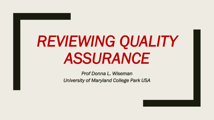 reviewing quality reviewing quality assurance