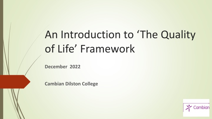 an introduction to the quality of life framework