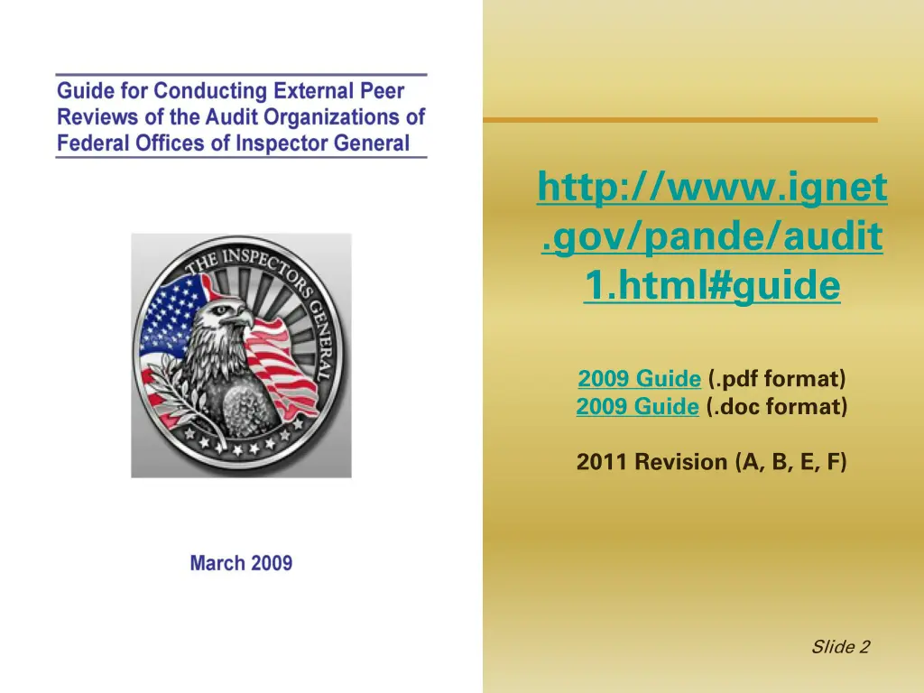 http www ignet gov pande audit 1 html guide