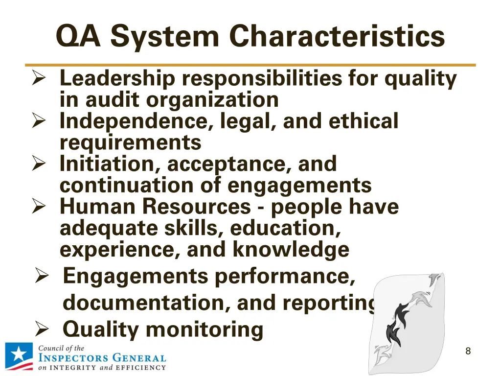 qa system characteristics leadership