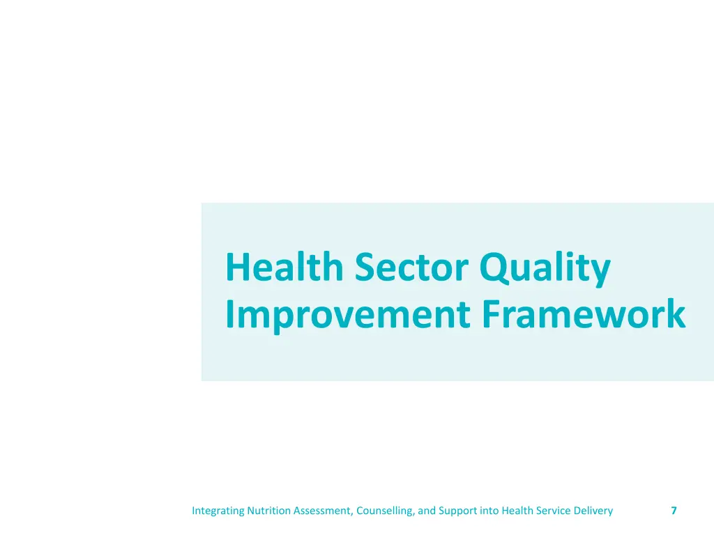 health sector quality improvement framework