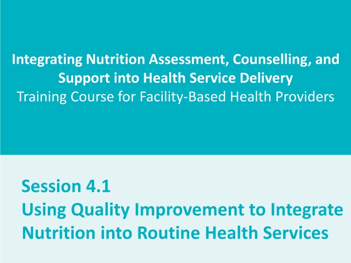 integrating nutrition assessment counselling