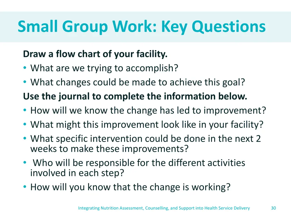 small group work key questions