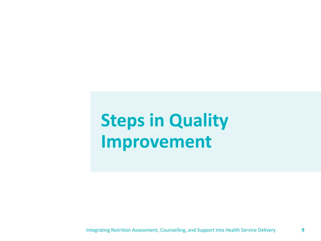 steps in quality improvement