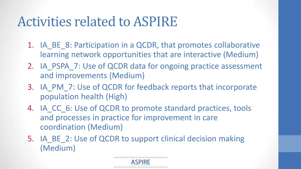 activities related to aspire