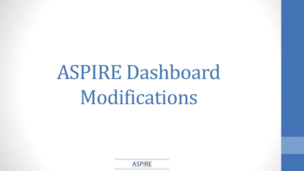 aspire dashboard modifications