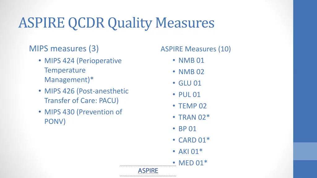 aspire qcdr quality measures