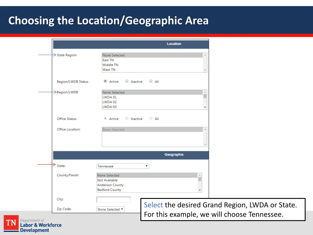 choosing the location geographic area