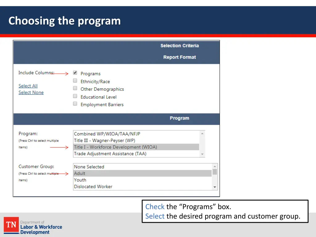 choosing the program