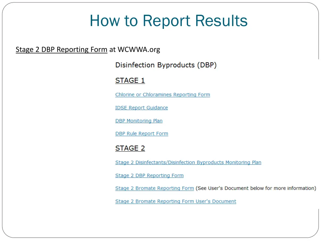 how to report results