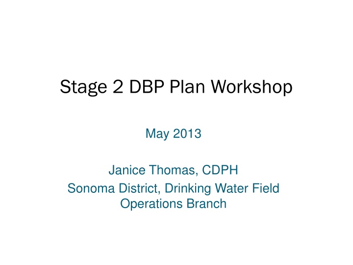 stage 2 dbp plan workshop