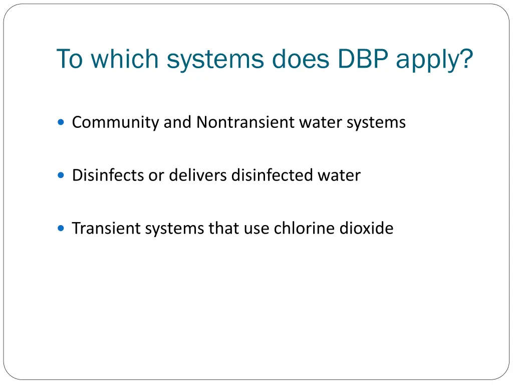 to which systems does dbp apply