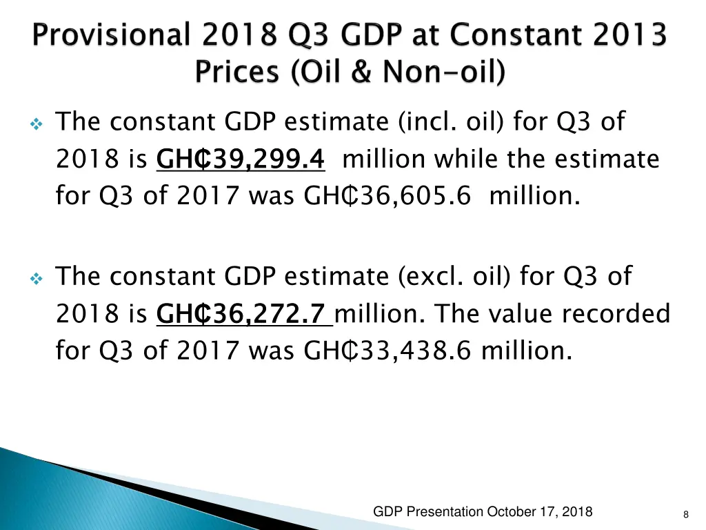 the constant gdp estimate incl oil for q3 of 2018