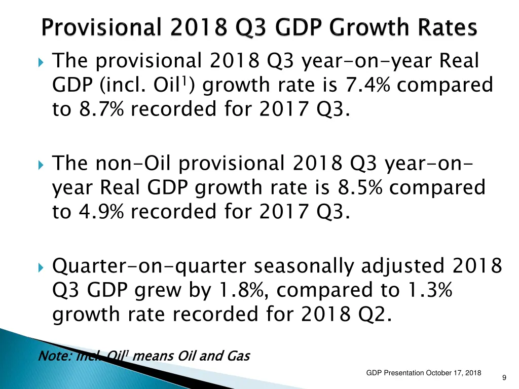 the provisional 2018 q3 year on year real