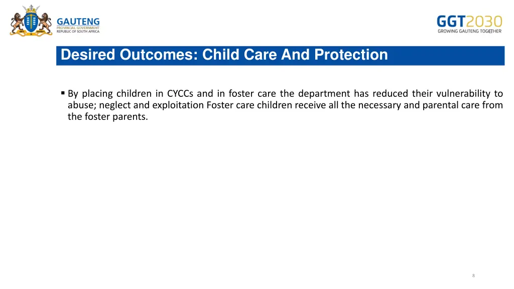 desired outcomes child care and protection