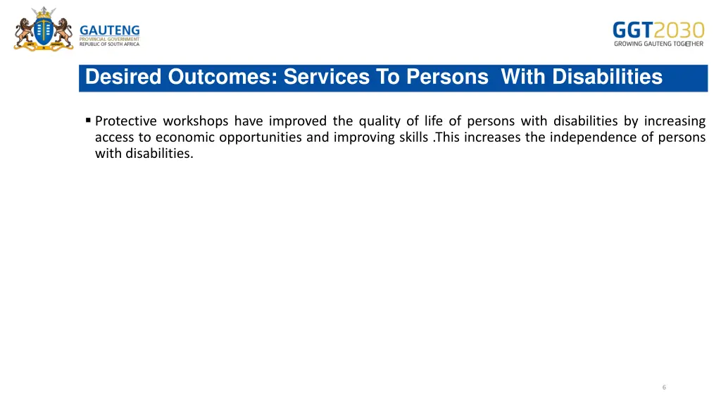 desired outcomes services to persons with