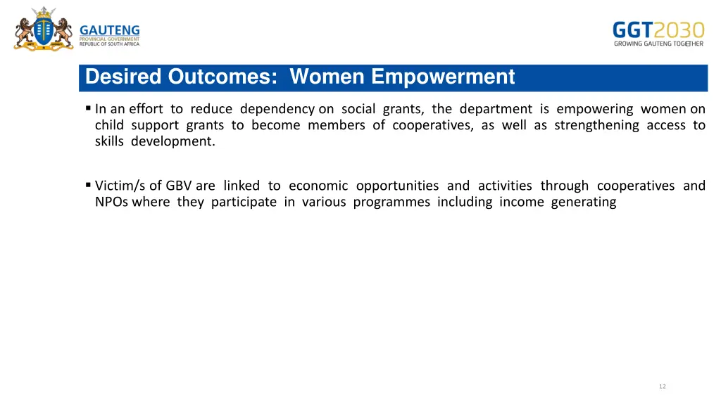 desired outcomes women empowerment