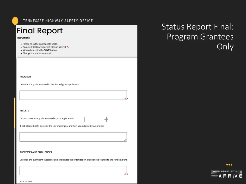 status report final program grantees