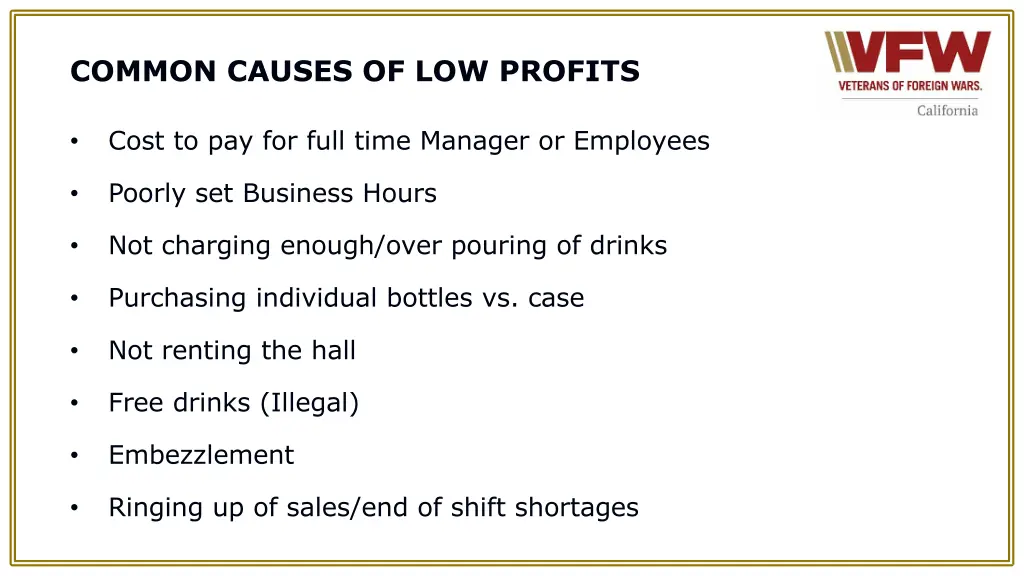 common causes of low profits