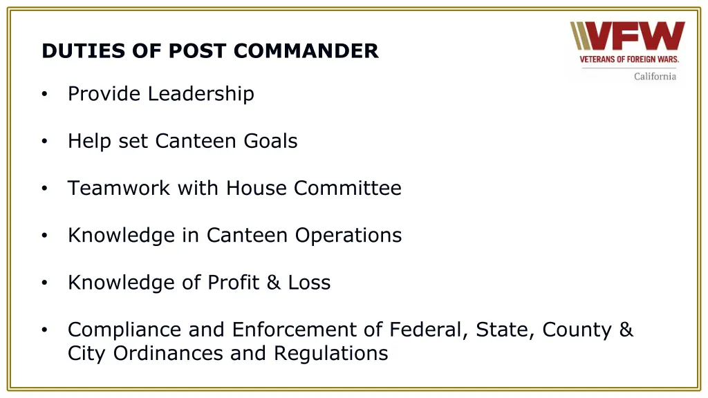 duties of post commander