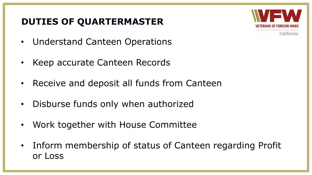 duties of quartermaster