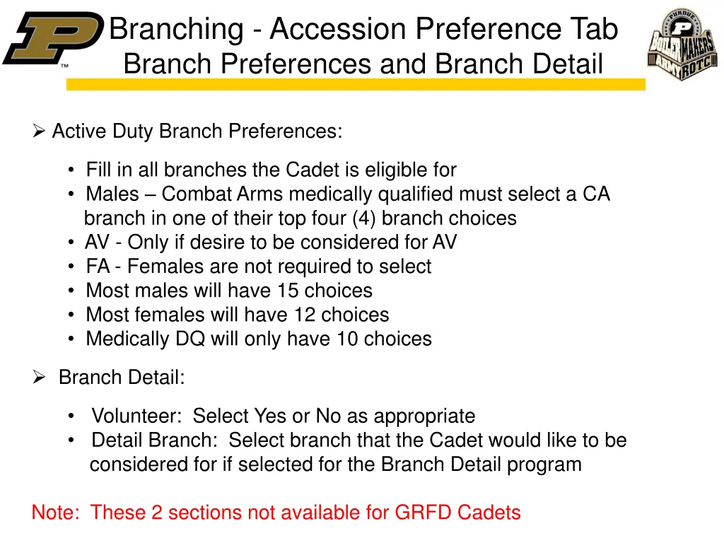 branching accession preference tab branch