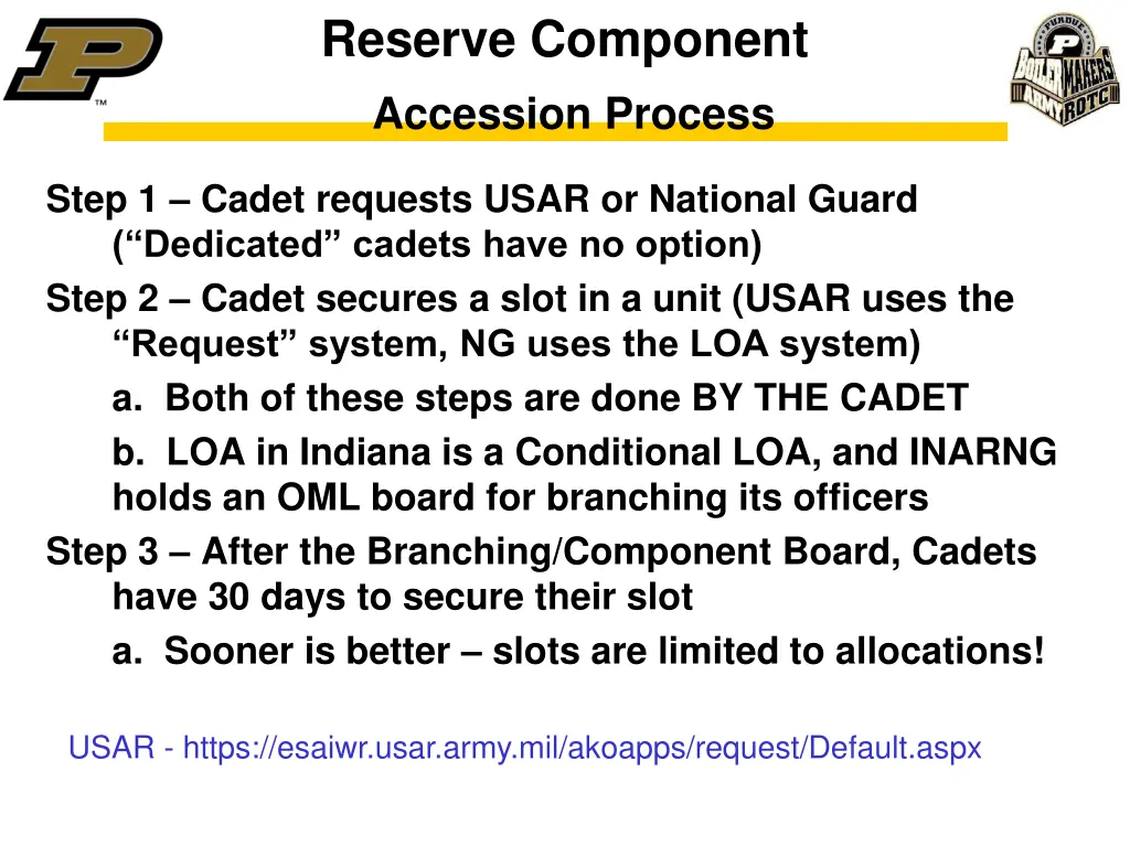 reserve component accession process