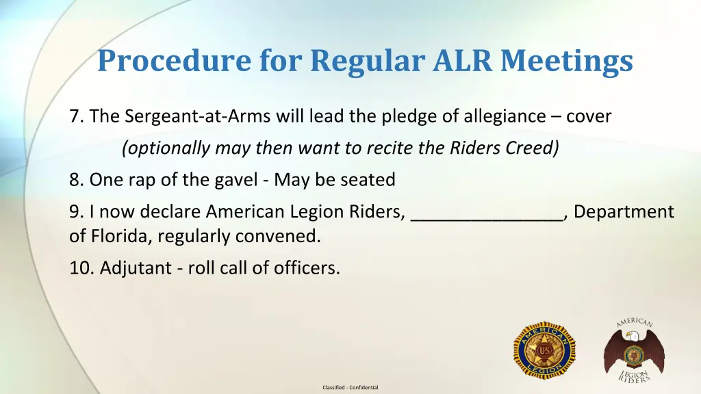 procedure for regular alr meetings 2