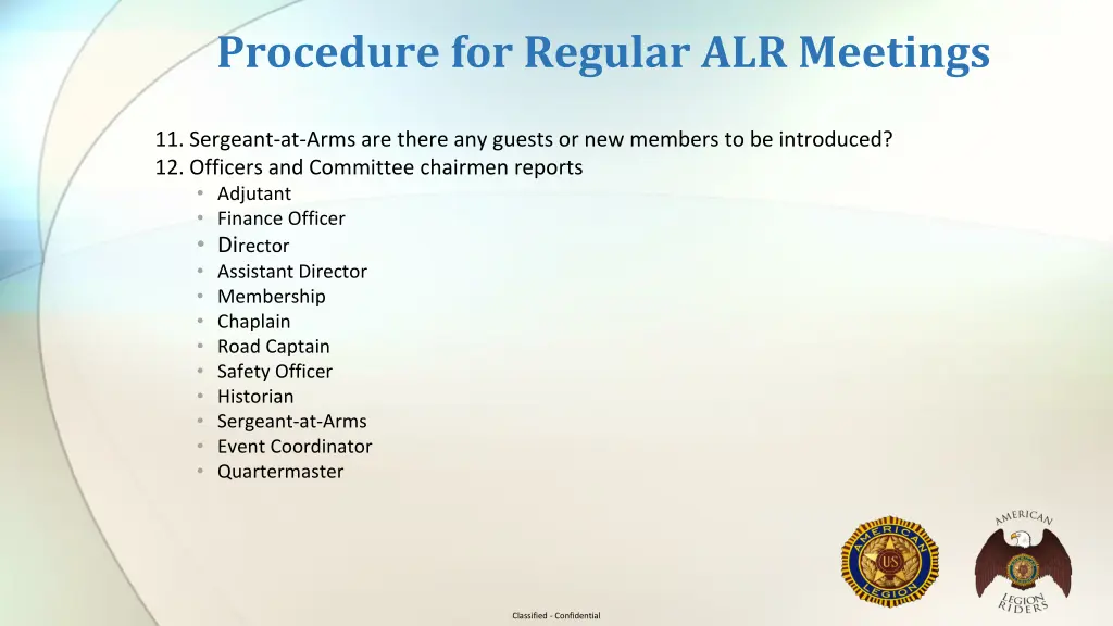 procedure for regular alr meetings 3