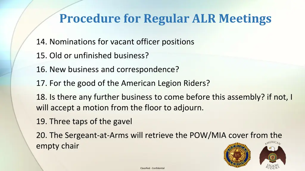 procedure for regular alr meetings 4