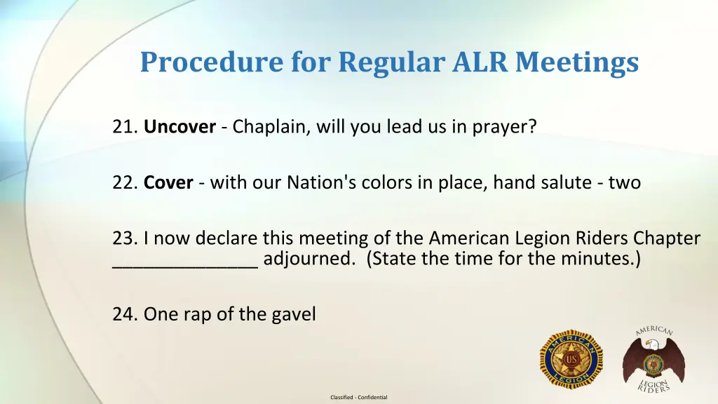 procedure for regular alr meetings 5