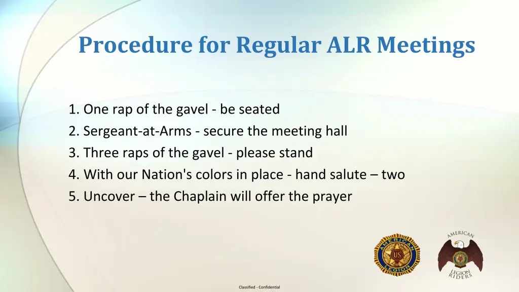 procedure for regular alr meetings