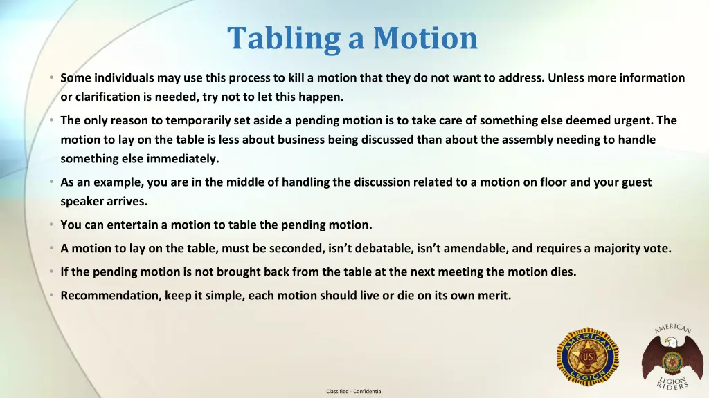 tabling a motion