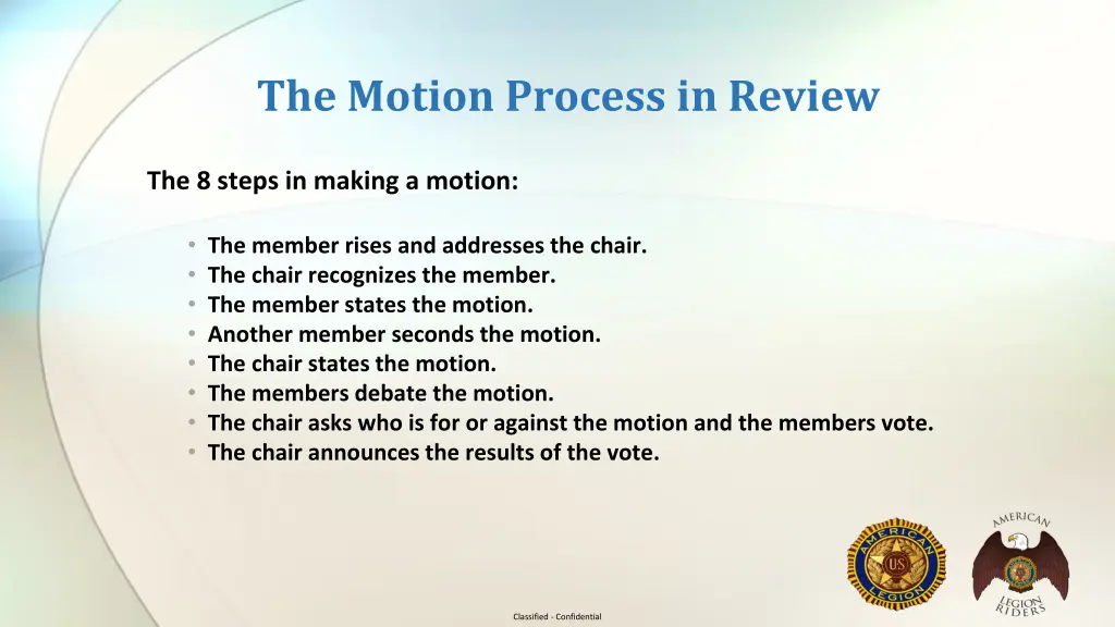 the motion process in review