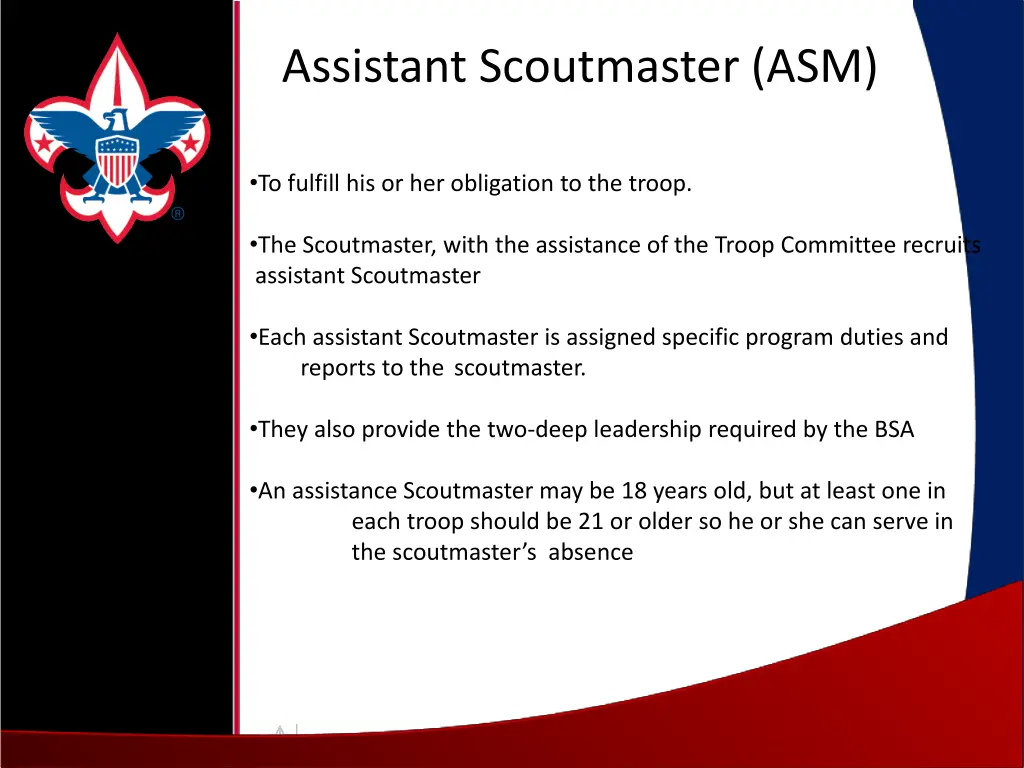 assistant scoutmaster asm