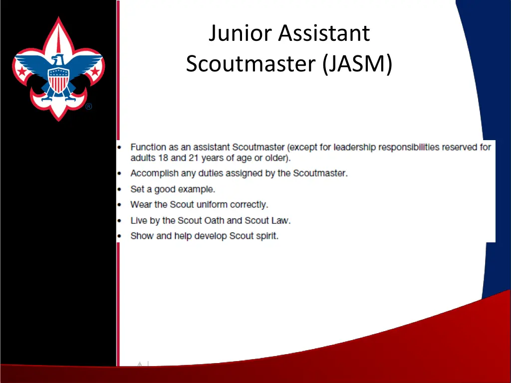 junior assistant scoutmaster jasm