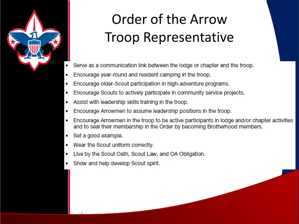 order of the arrow troop representative