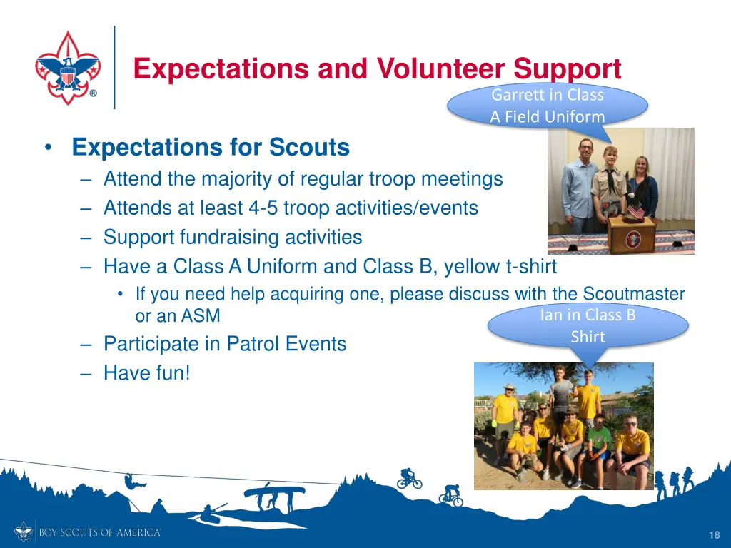 expectations and volunteer support