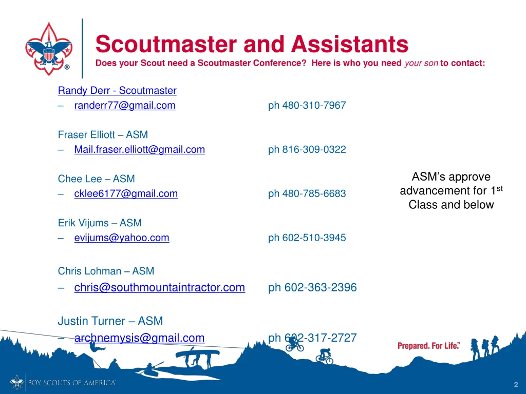 scoutmaster and assistants does your scout need