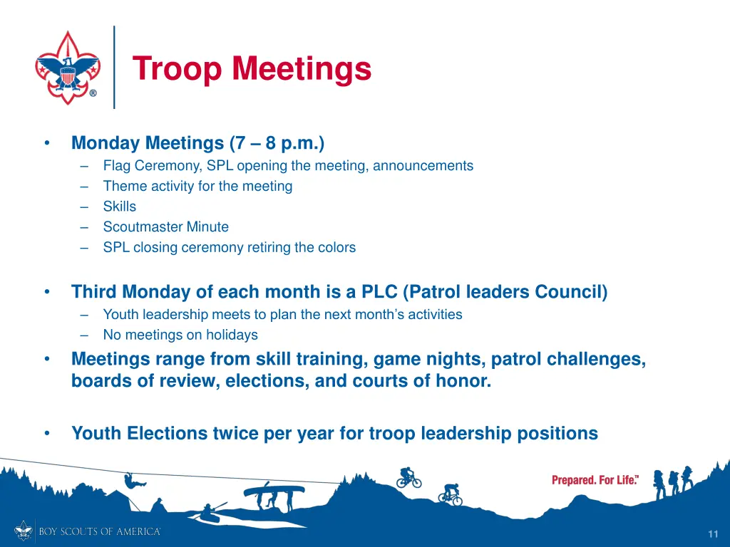 troop meetings