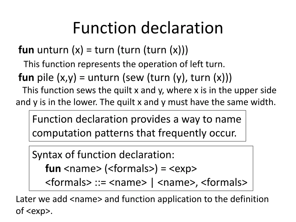 function declaration