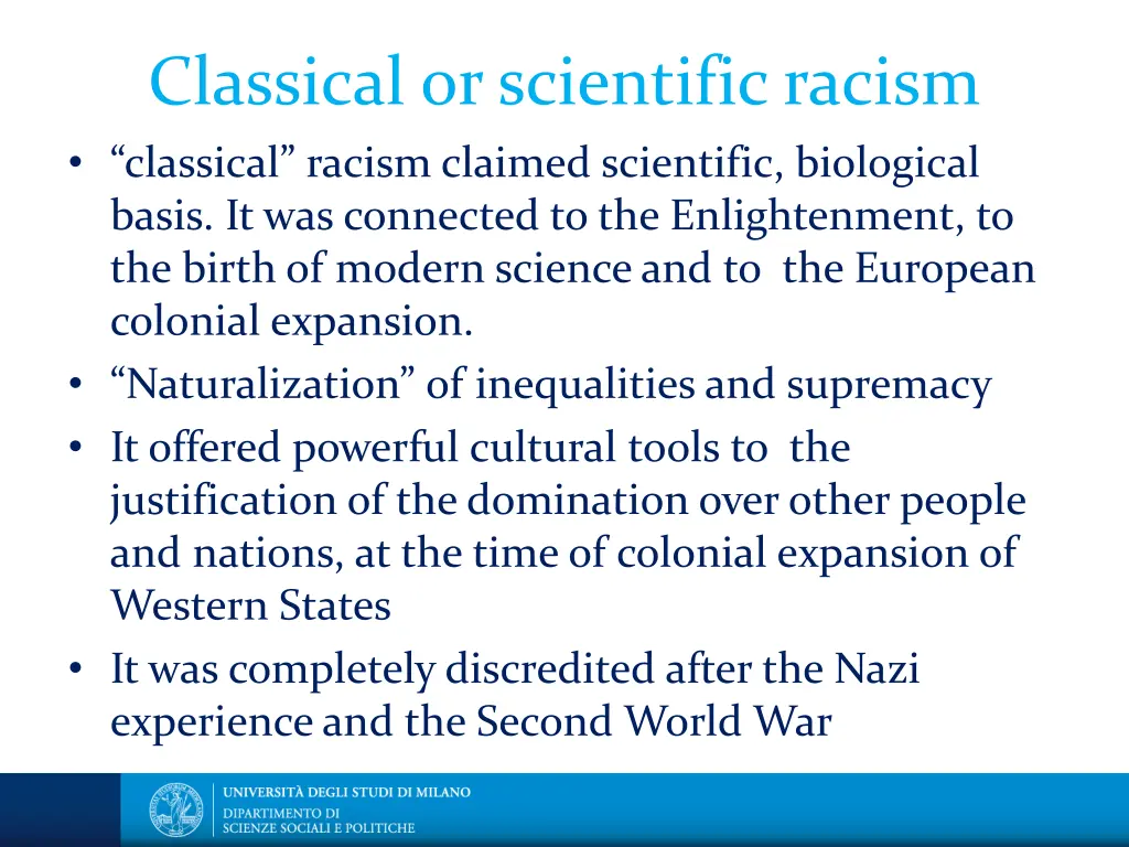 classical or scientific racism classical racism