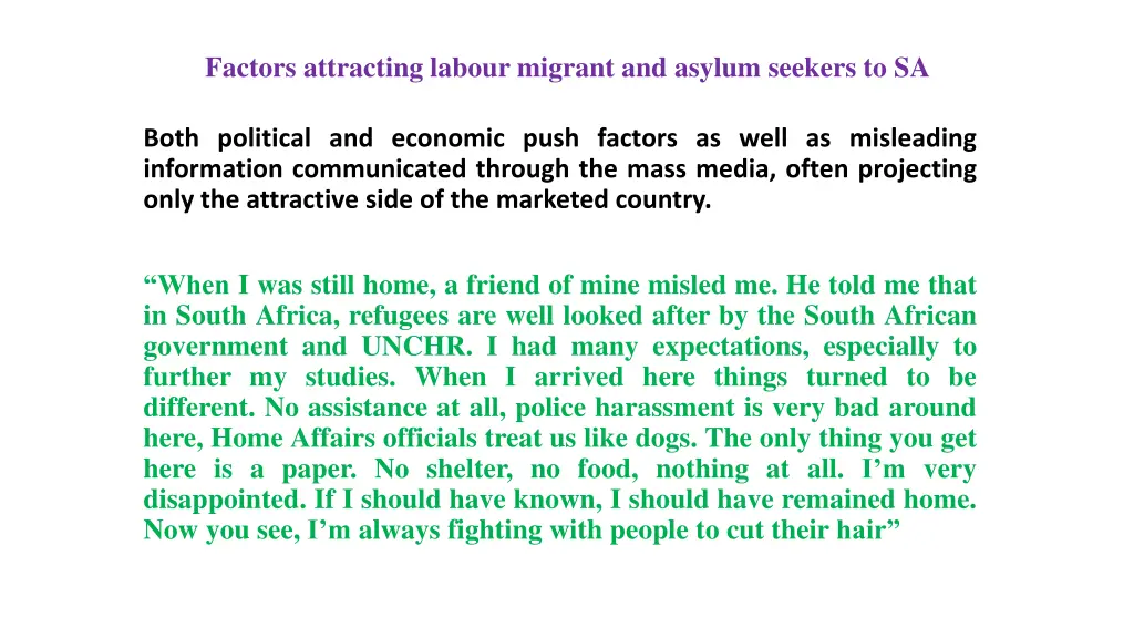 factors attracting labour migrant and asylum